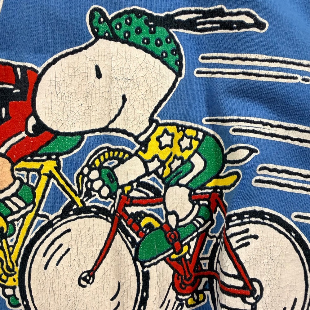 Vintage Peanuts Charlie Brown Snoopy Bicycle Romper 18 M Made in USA 90s Rare - Picture 9 of 13